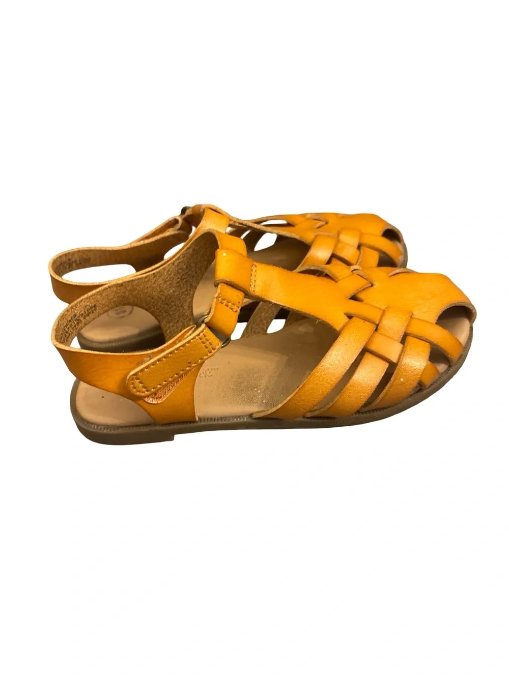 Cat & Jack Toddler Girls Casual Summer Yellow Woven Leather Sandals Size 11